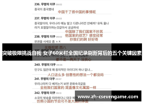 突破极限挑战自我 女子60米栏全国纪录刷新背后的五个关键因素
