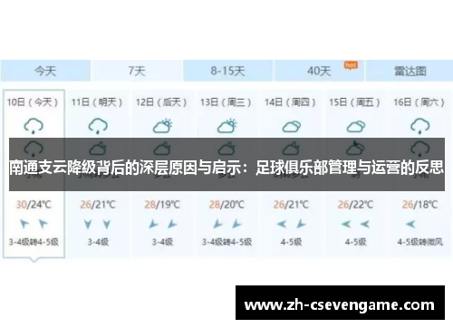 南通支云降级背后的深层原因与启示：足球俱乐部管理与运营的反思